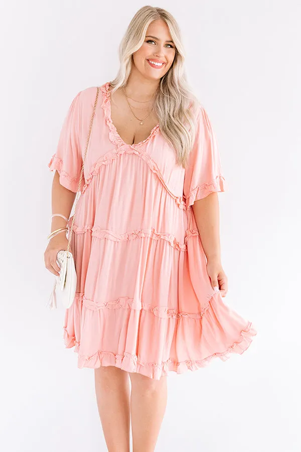 High Spirited Babydoll Dress In Pink Curves