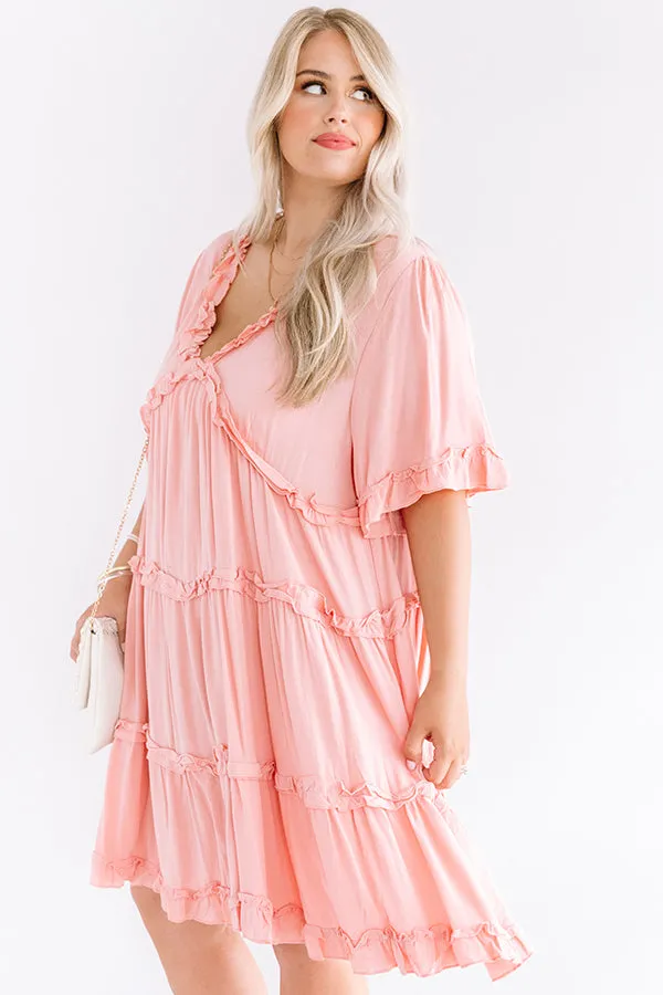 High Spirited Babydoll Dress In Pink Curves