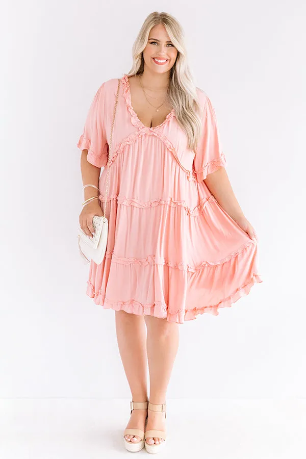 High Spirited Babydoll Dress In Pink Curves