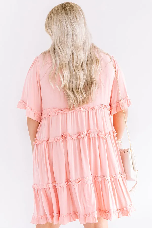 High Spirited Babydoll Dress In Pink Curves