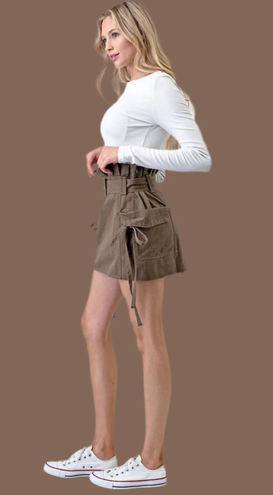 High Waist Cargo Skirt