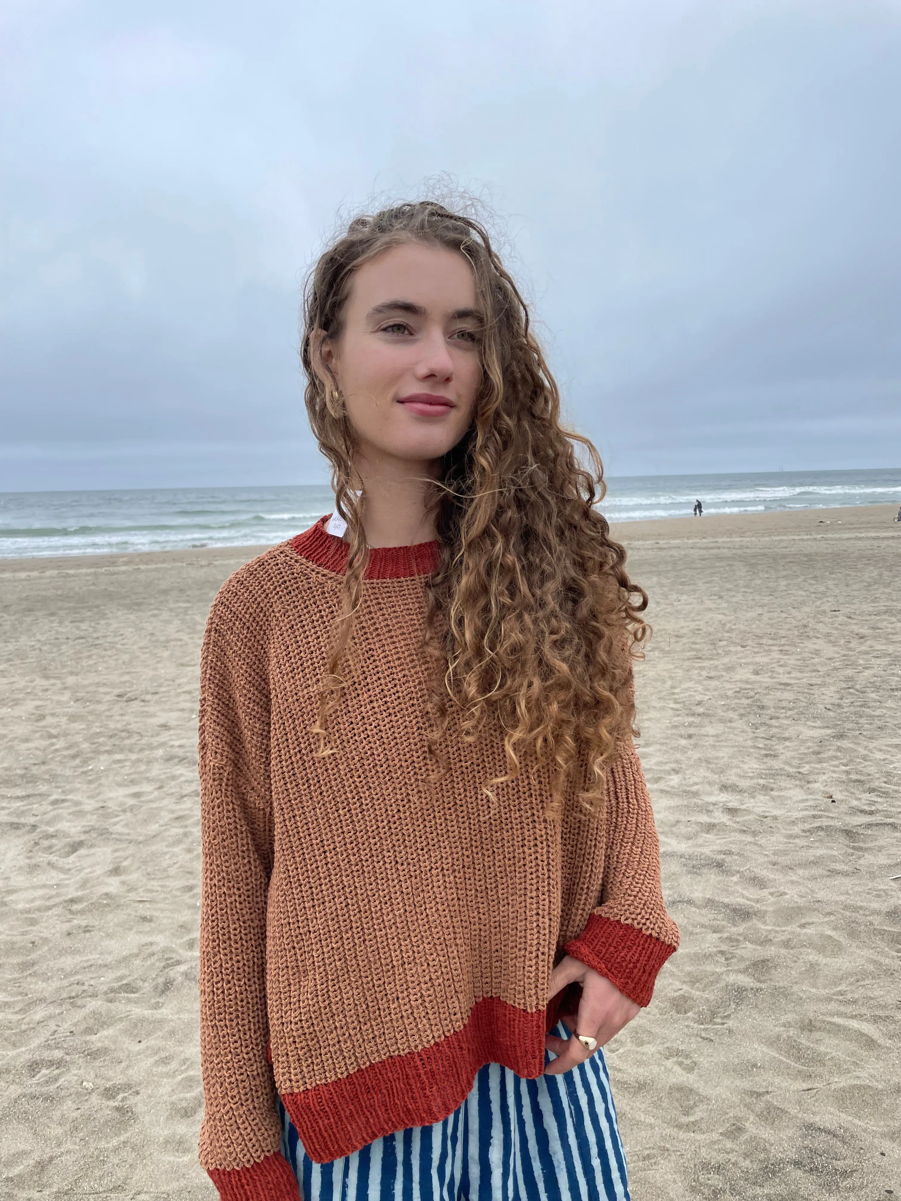 Himalayan and Madder Chunky Sweater, Hand Knit & Natural Dyes