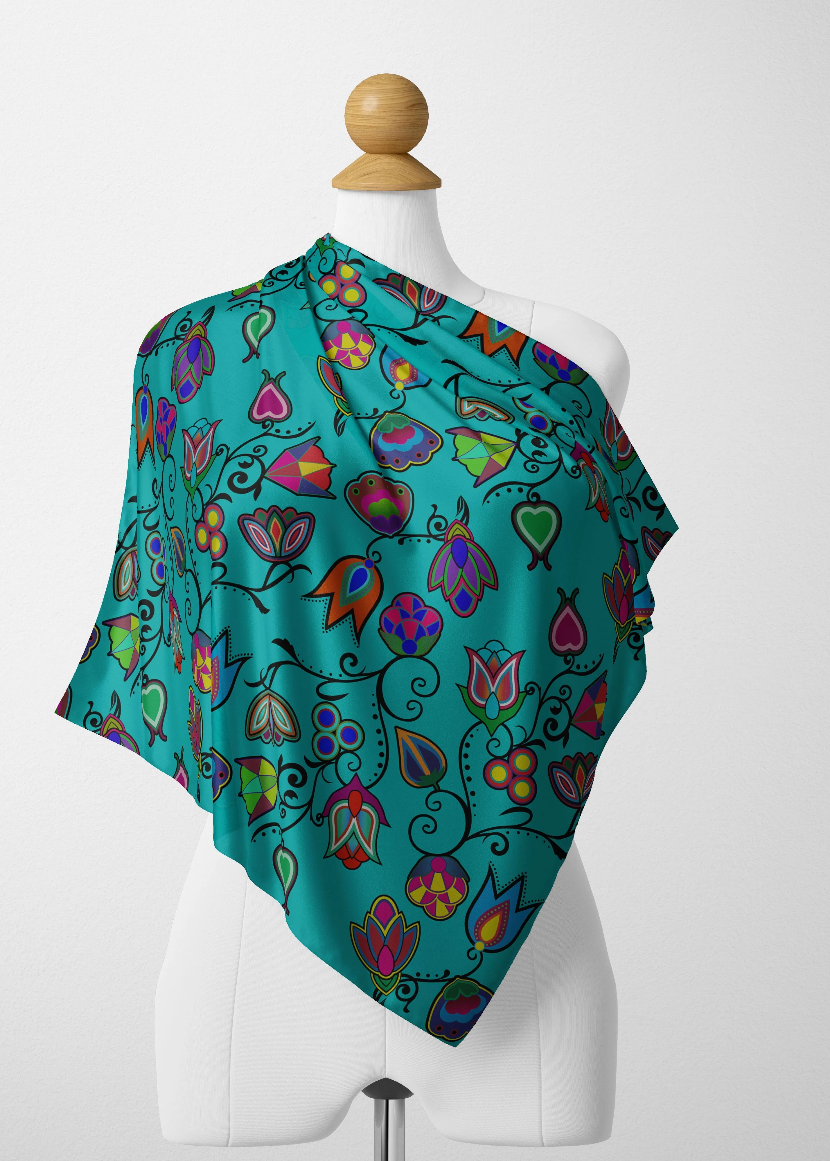 Indigenous Paisley Sky Satin Shawl