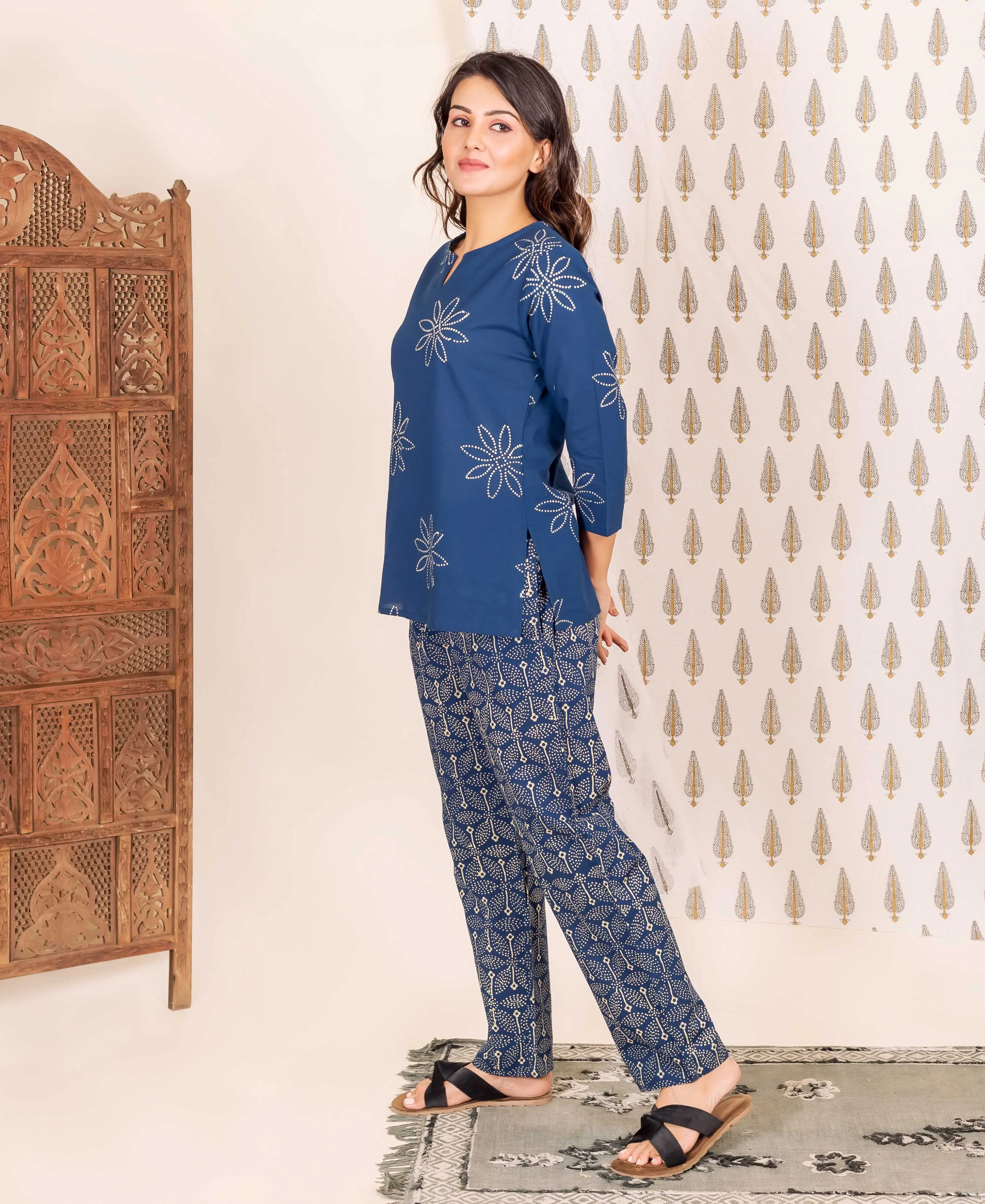 Indigo Blue 2 Piece Hand Block Printed Home Wear