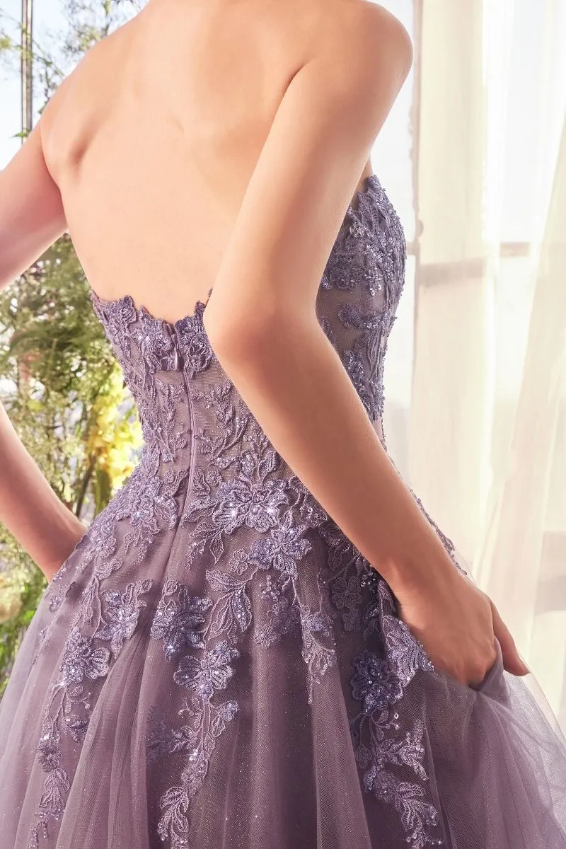 IZA Strapless A Line Sleeve Tulle Prom & Formal Dress