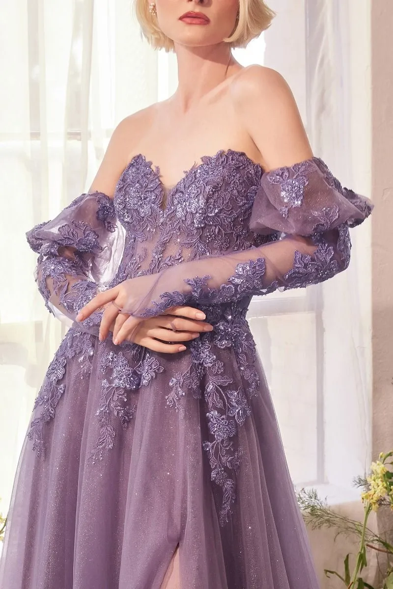 IZA Strapless A Line Sleeve Tulle Prom & Formal Dress