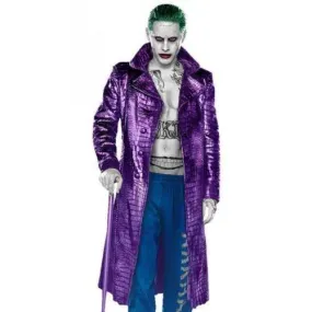 Jared Leto Joker Costume Trench Coat Suicide Squad Crocodile Faux Leather Coat.