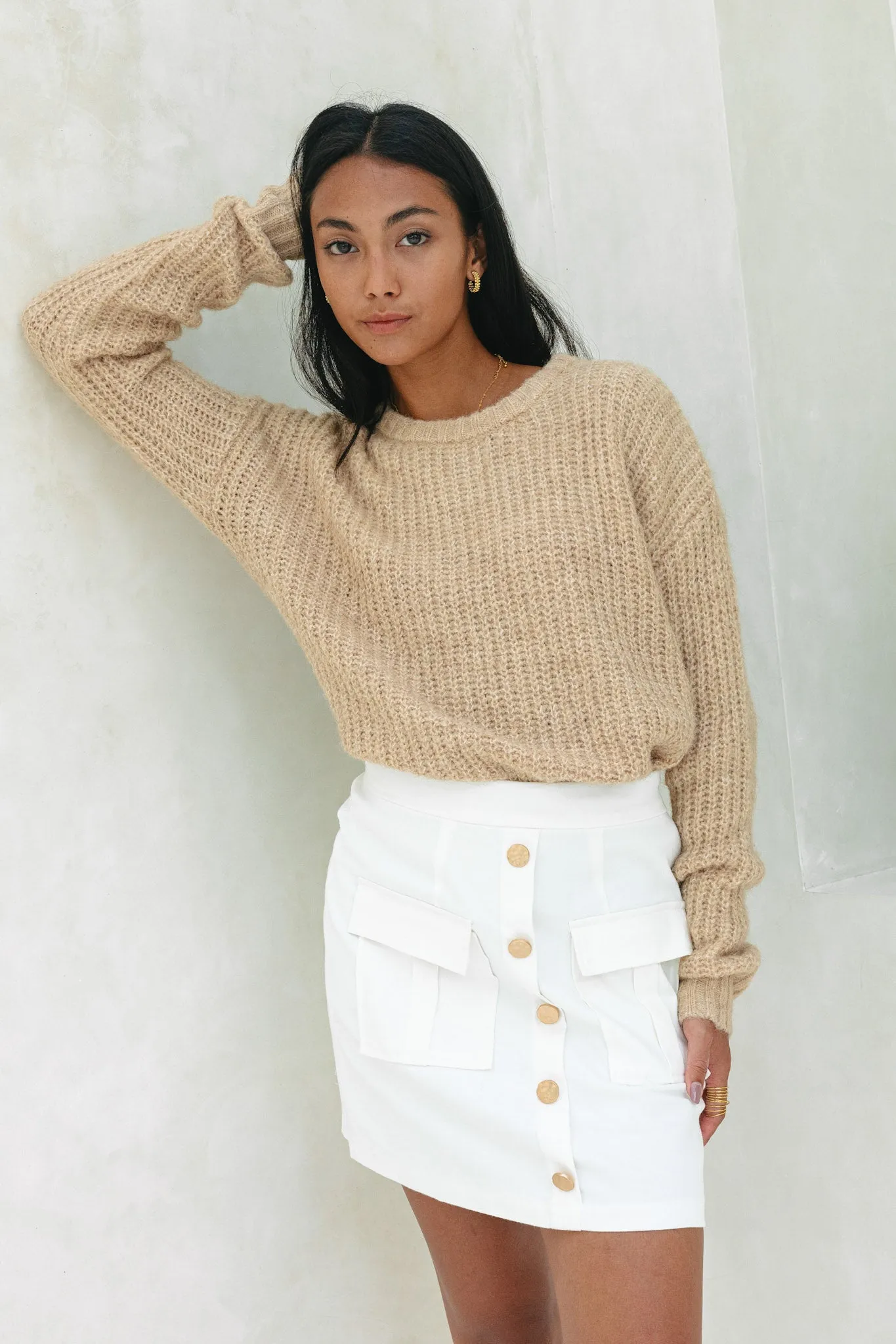 Jenni Beige Knit Sweater