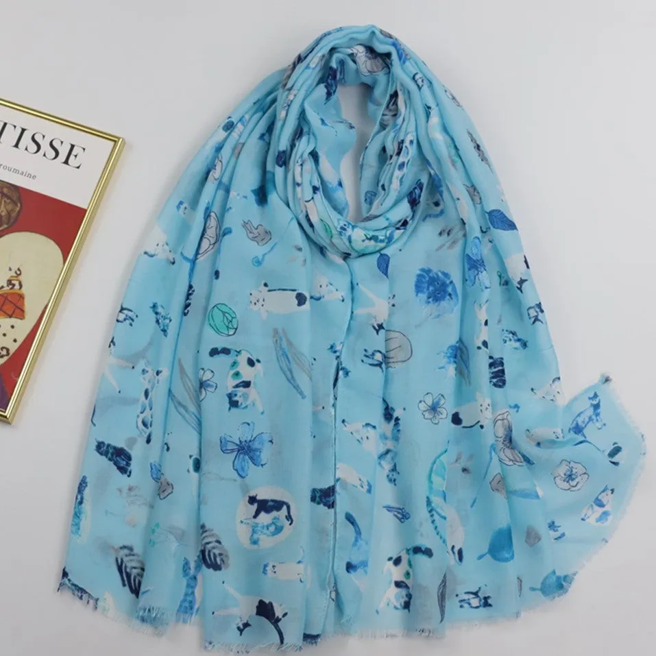 JY230343 cats printed scarf