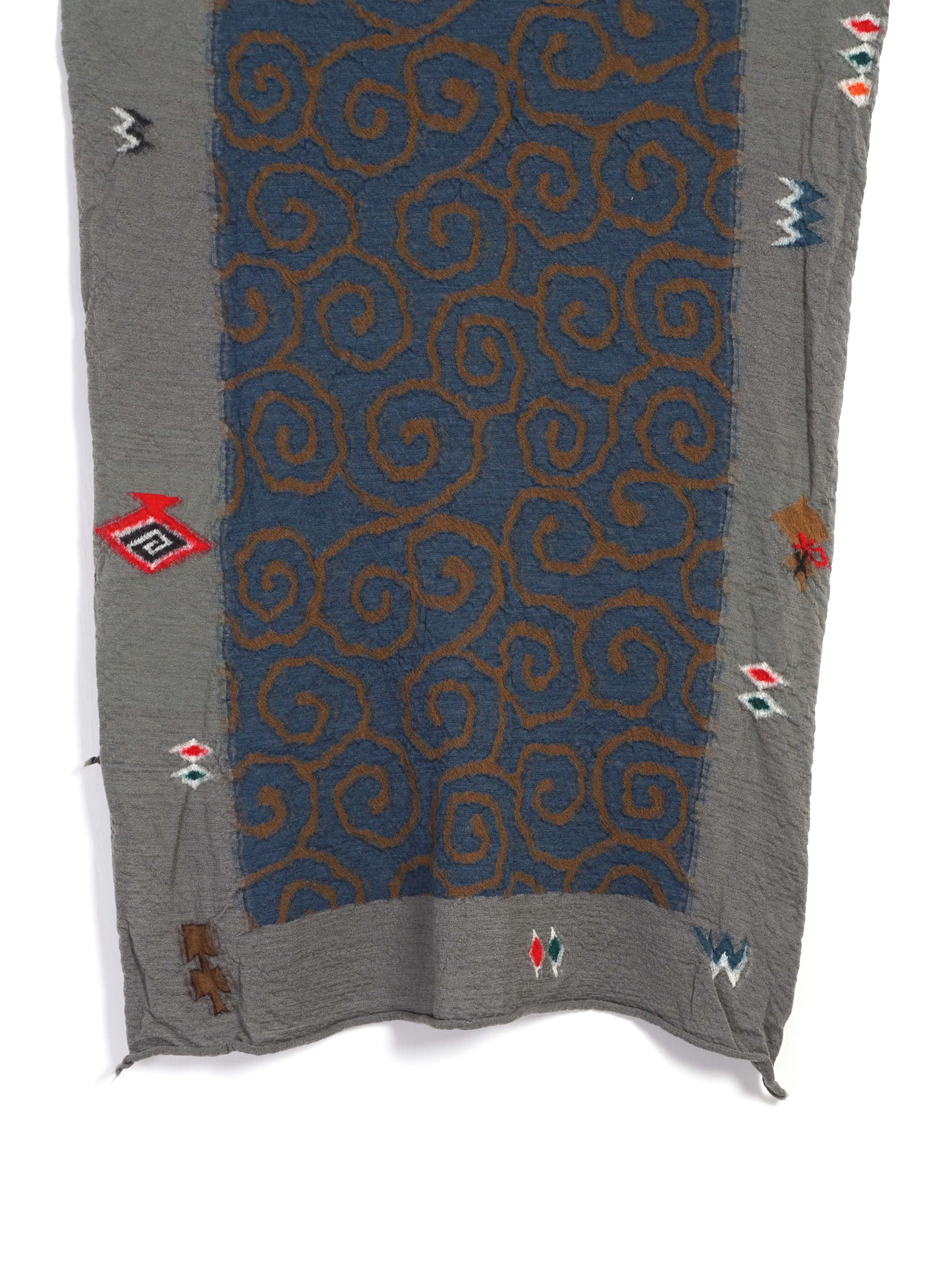 KARAKUSA NECTAR | Compressed Wool Scarf | Grey/Blue