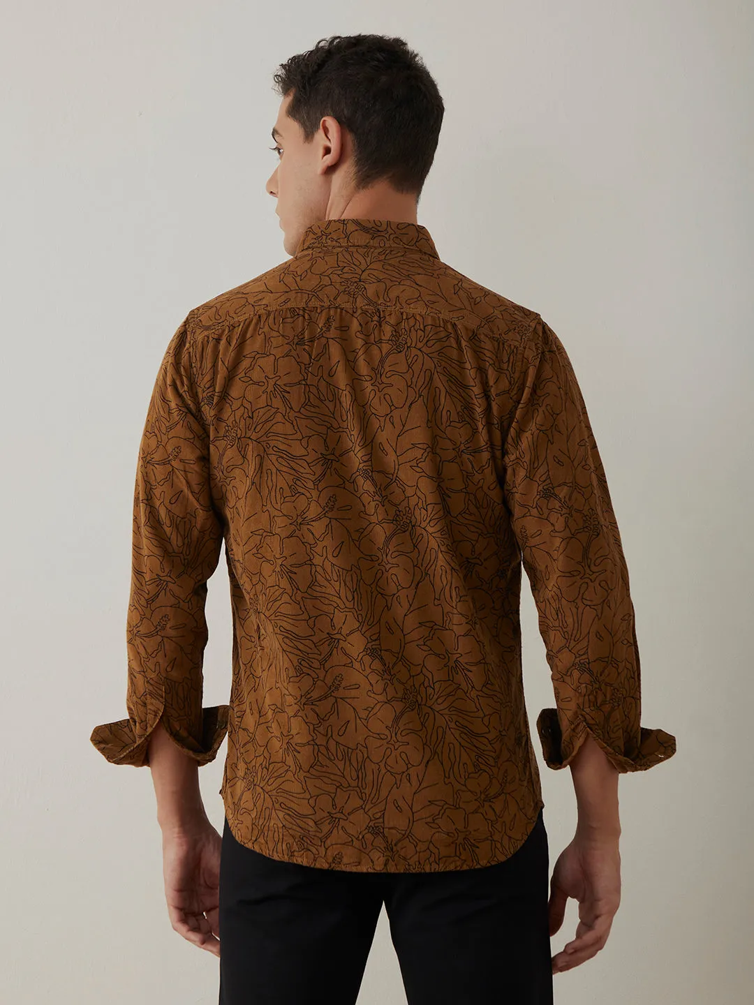 Khaki Printed Cotton Shirt