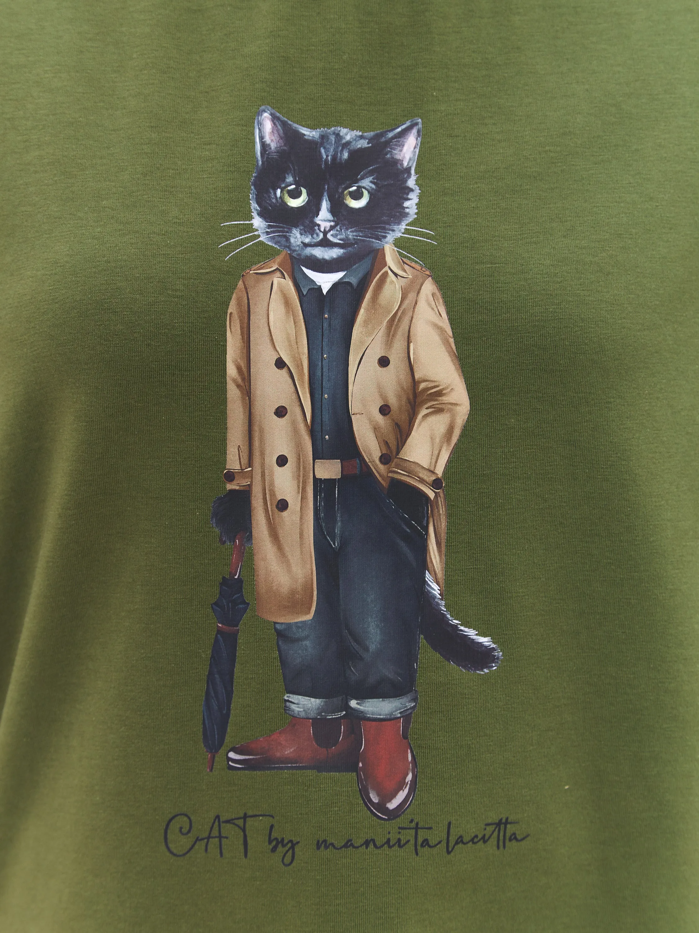 Khaki Printed T-shirt TRENCH COAT CAT