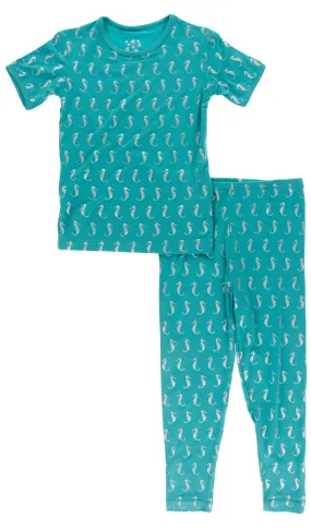 KicKee Pants Neptune Mini Seahorses S/S Pajama Set w/Pants