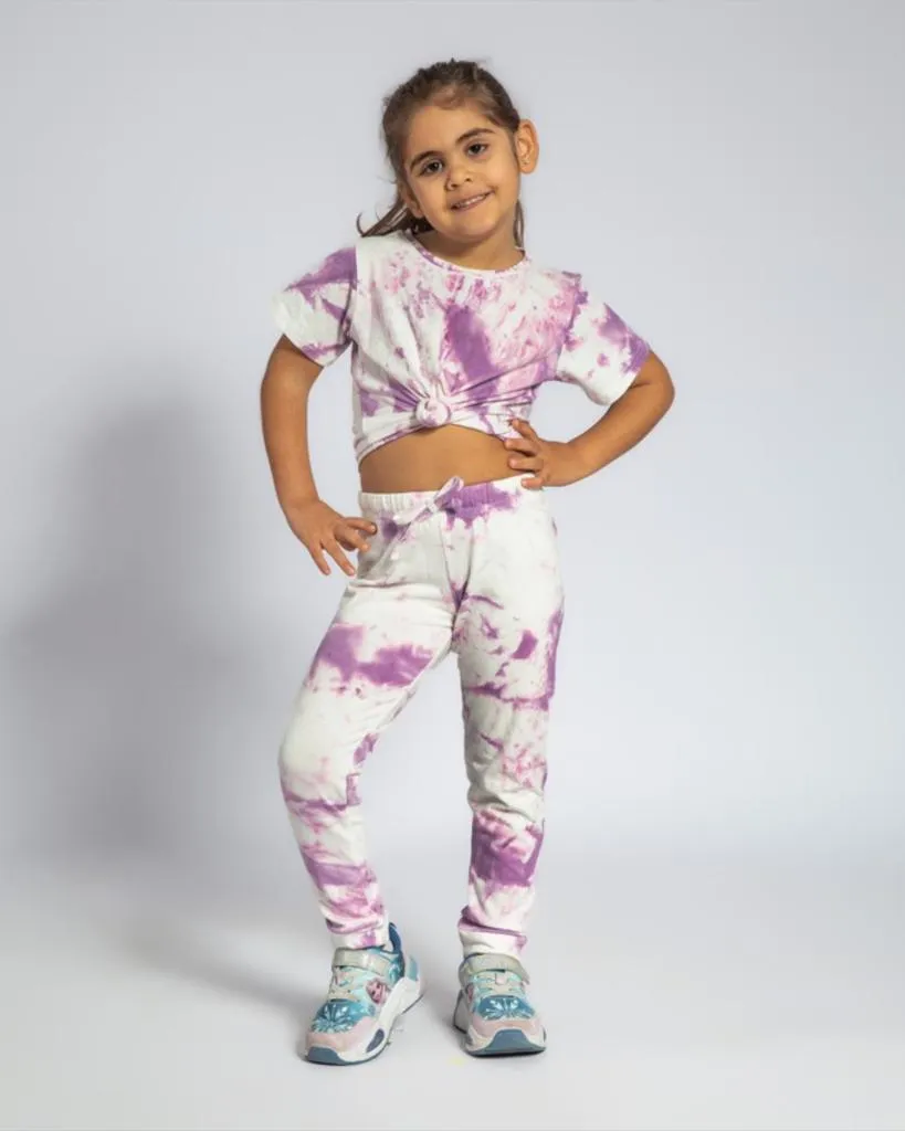 Kids Purple Tie Dye Pants Set