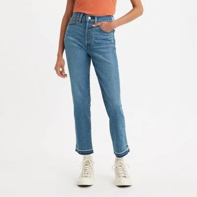 Levi's Women's High Rise Straight Leg Crop Jeans Snug Through Hip And Thigh