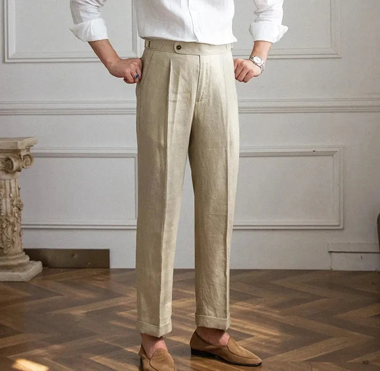 Lightweight italian high-waist trousers