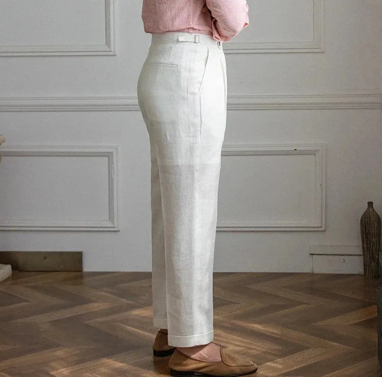 Lightweight italian high-waist trousers