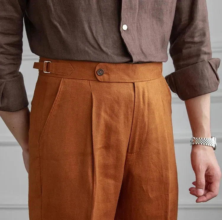 Lightweight italian high-waist trousers