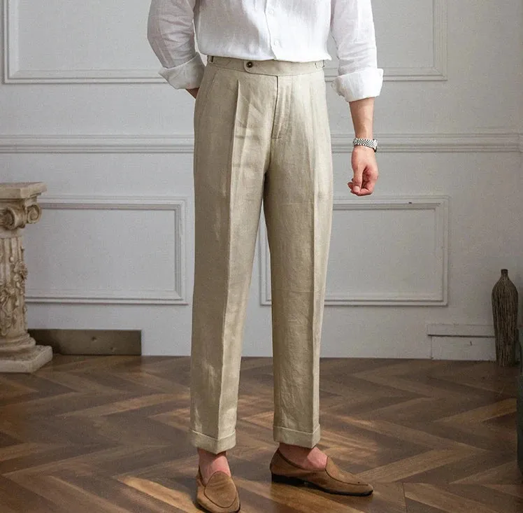 Lightweight italian high-waist trousers