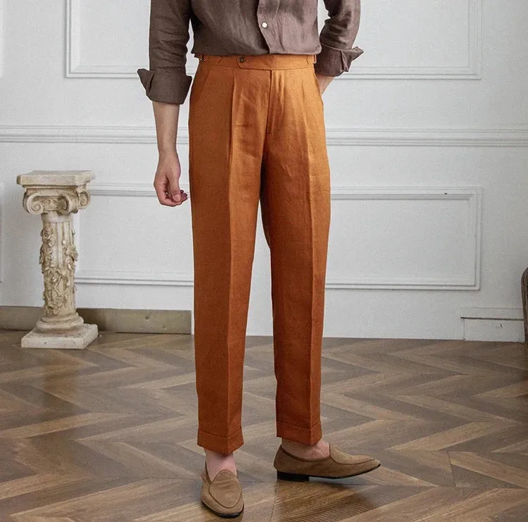 Lightweight italian high-waist trousers