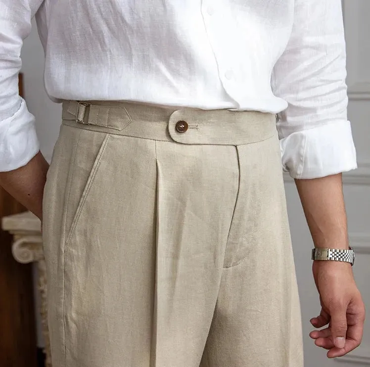 Lightweight italian high-waist trousers