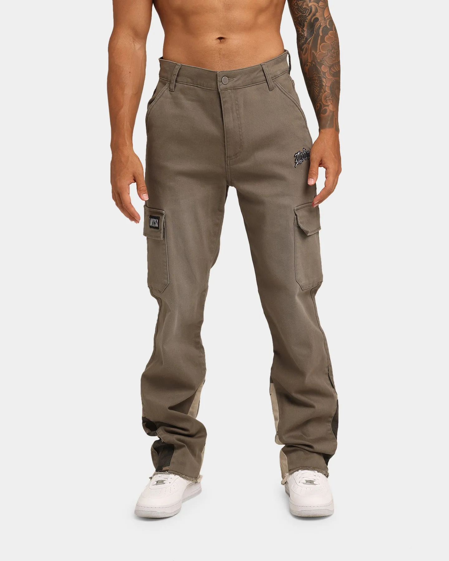 Loiter Tracker Flare Cargo Pants Khaki Camo