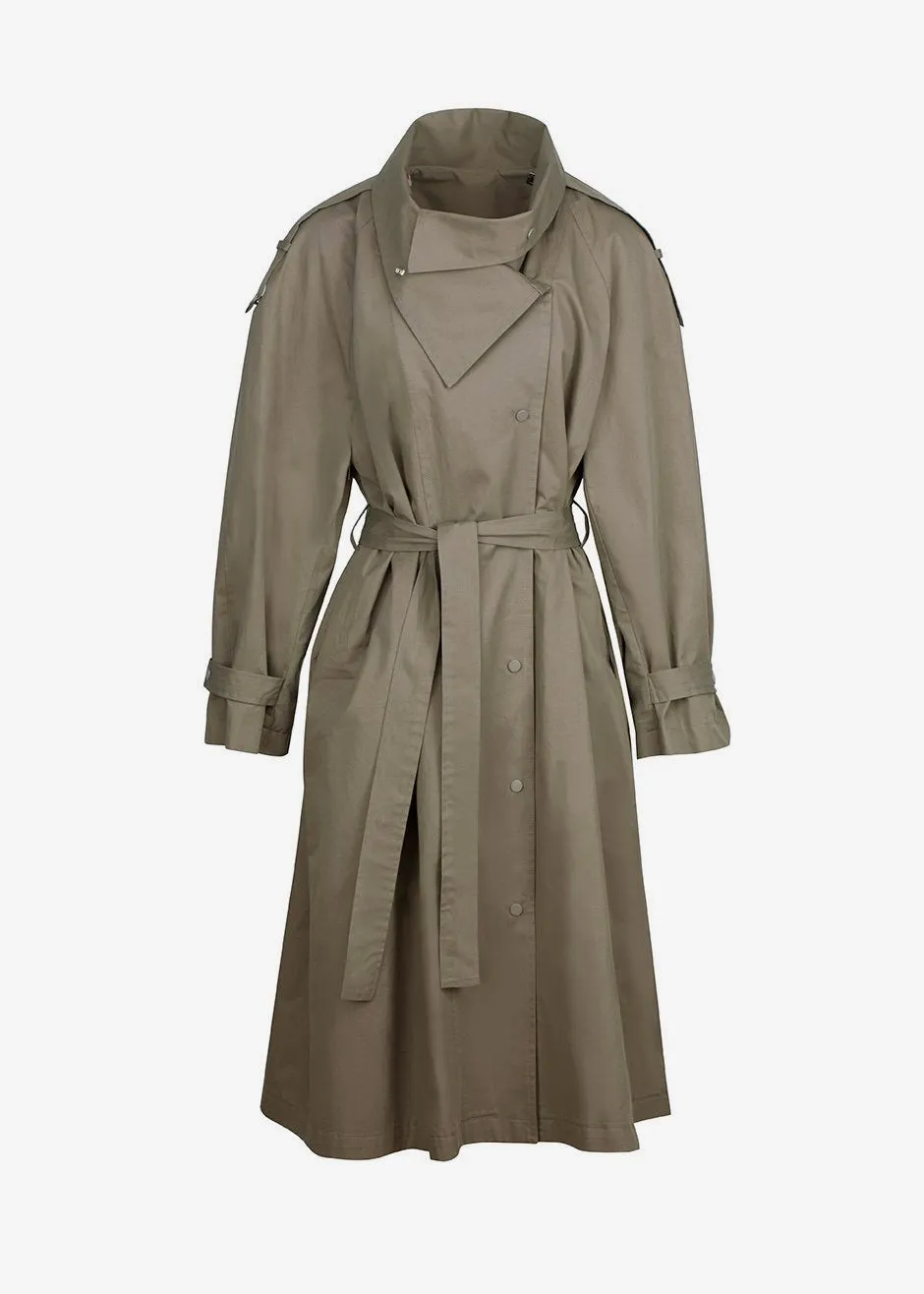 Lottie Wing Collar Trench Coat - Olive