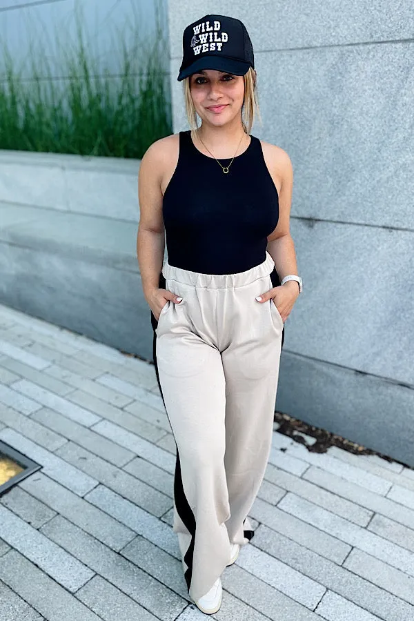 Lucky Girl Taupe Wide Leg Pant