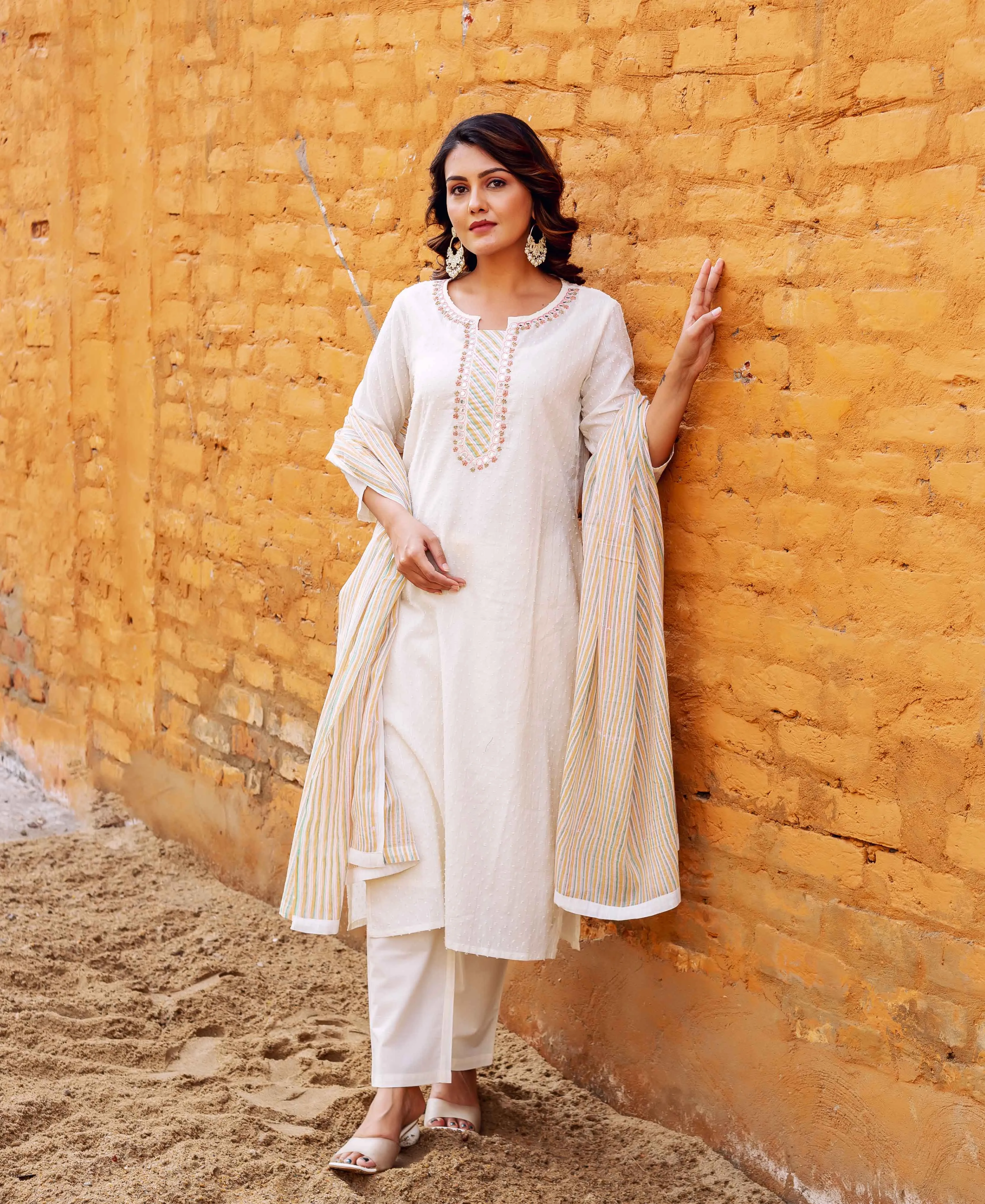 Lustrous Ivory Jacquard Kurta