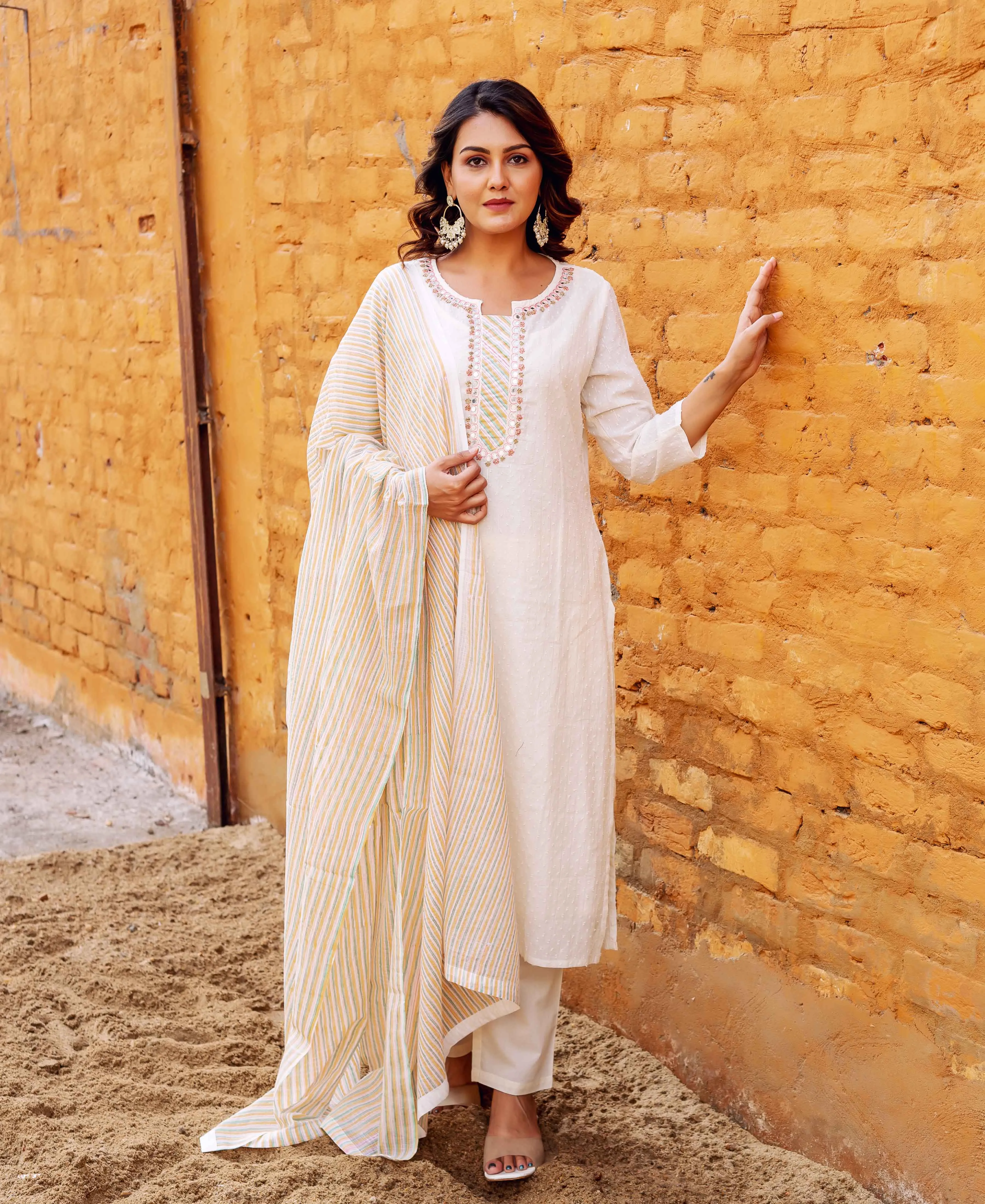 Lustrous Ivory Jacquard Kurta