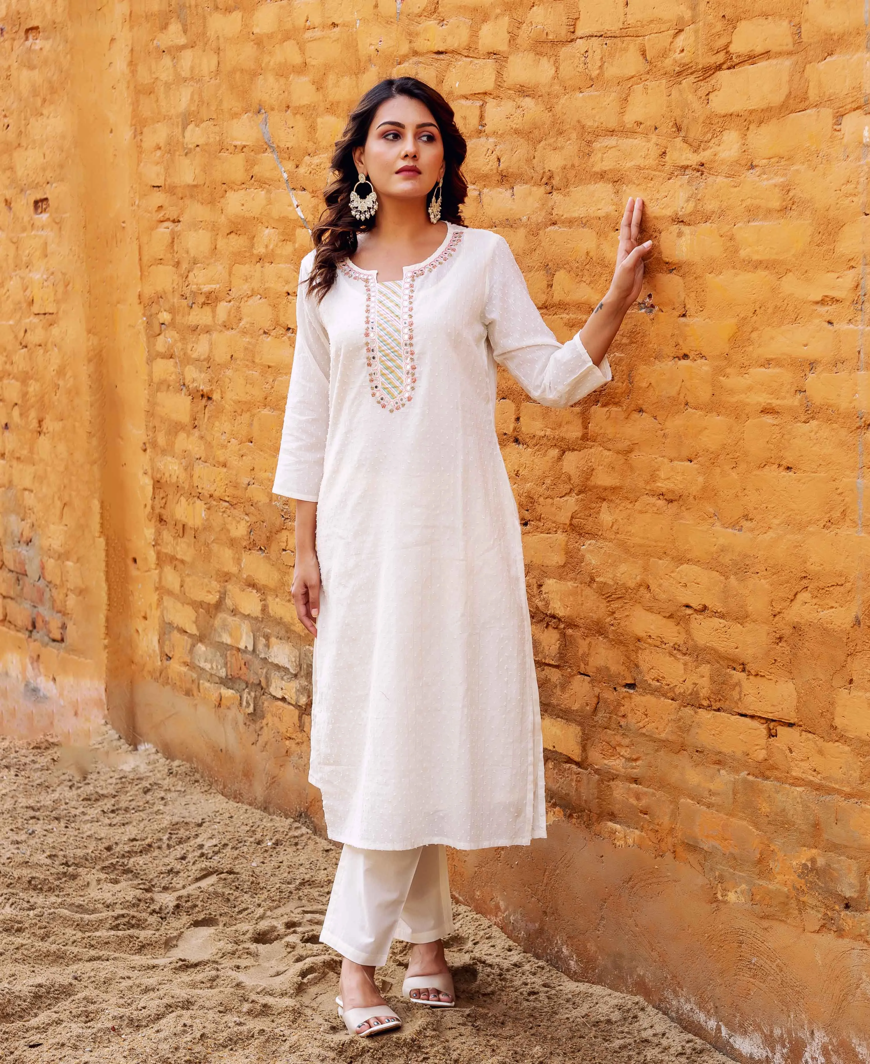 Lustrous Ivory Jacquard Kurta