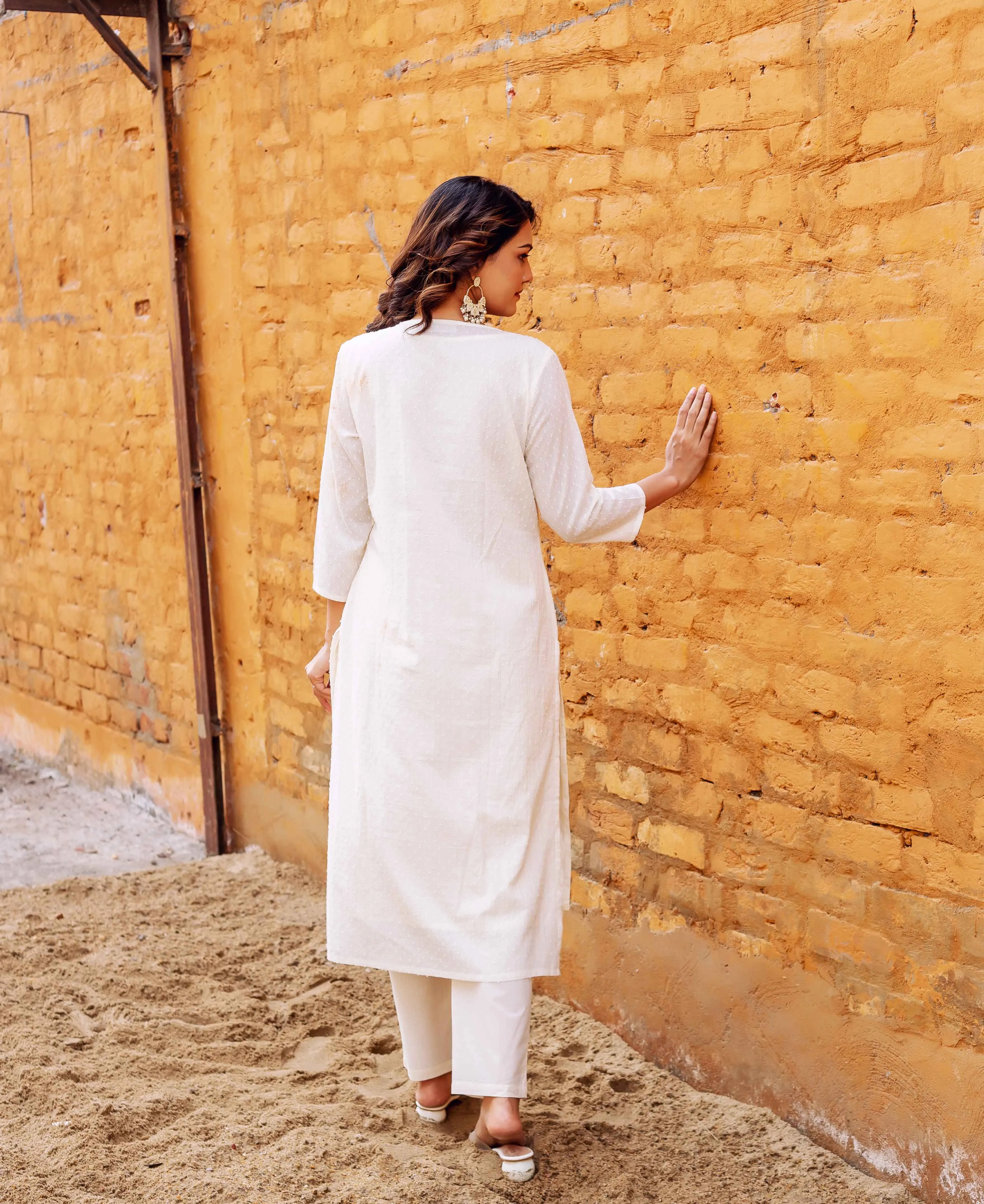 Lustrous Ivory Jacquard Kurta