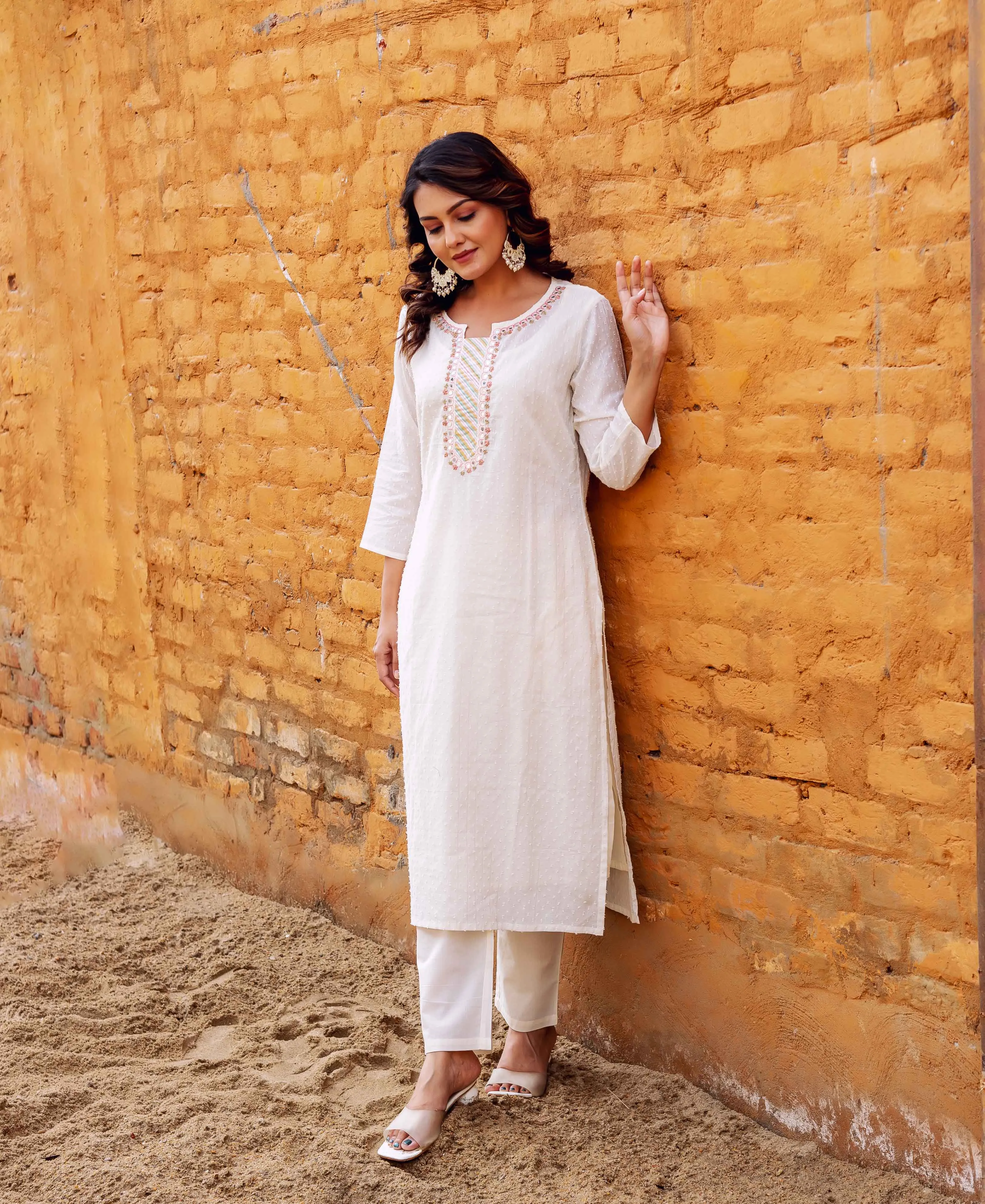 Lustrous Ivory Jacquard Kurta