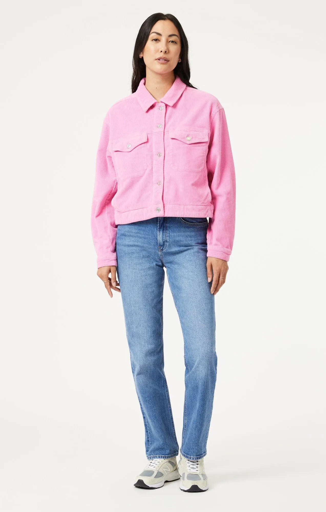 MAREN CROP JACKET IN PINK CORD