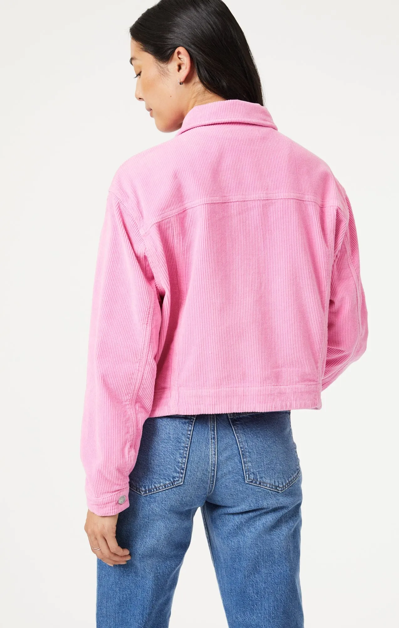 MAREN CROP JACKET IN PINK CORD