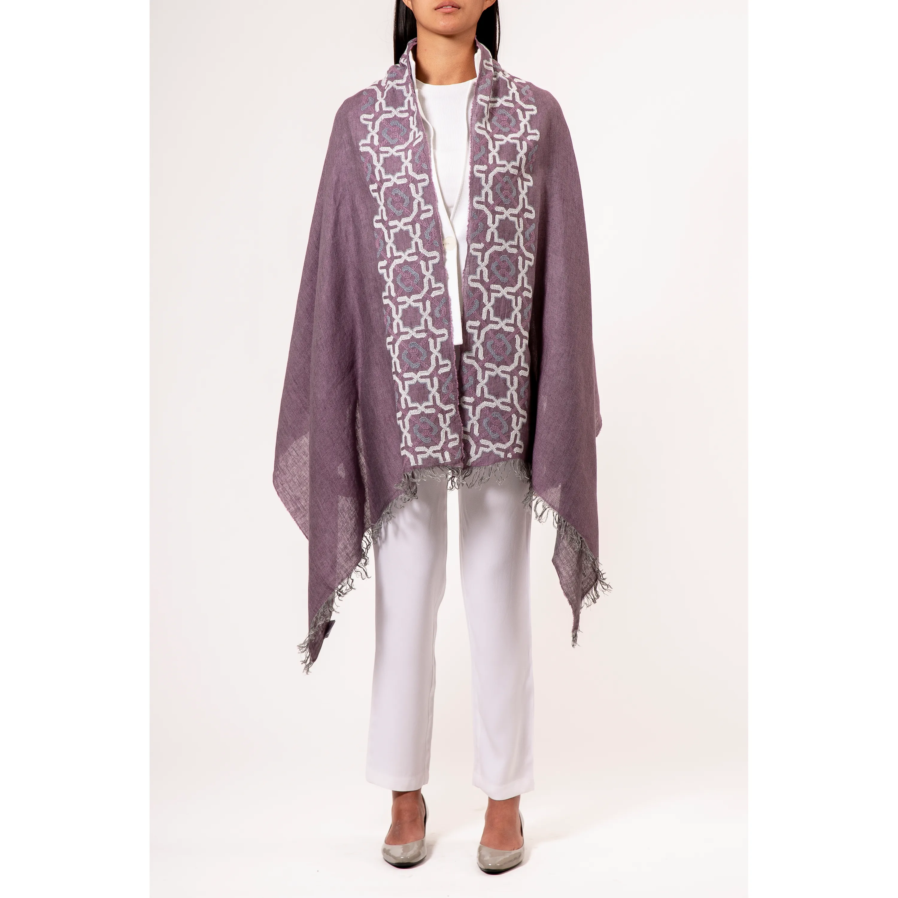 MAUVE LINEN SHAWL ALHAMBRA