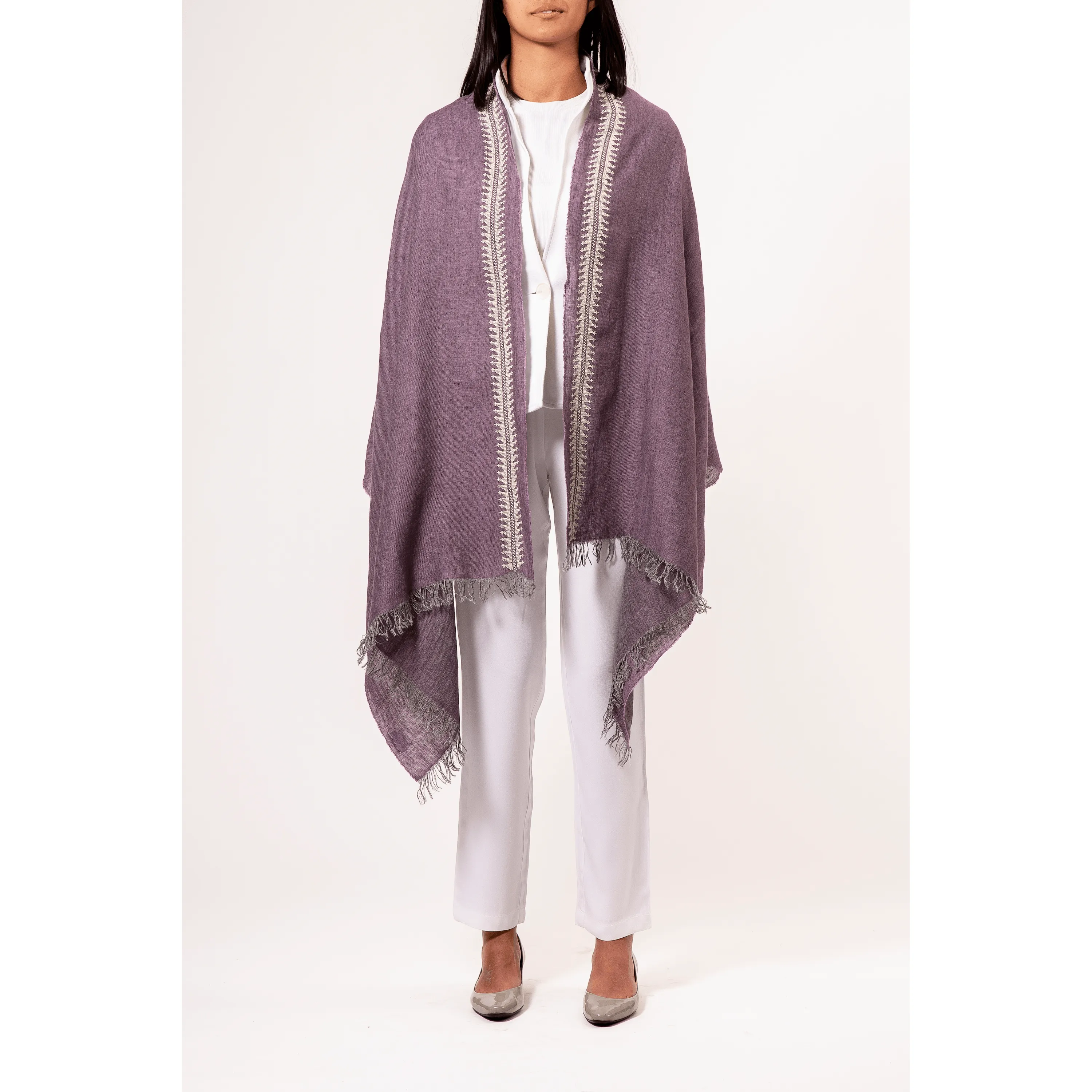 MAUVE LINEN SHAWL MARY MAGDALENE