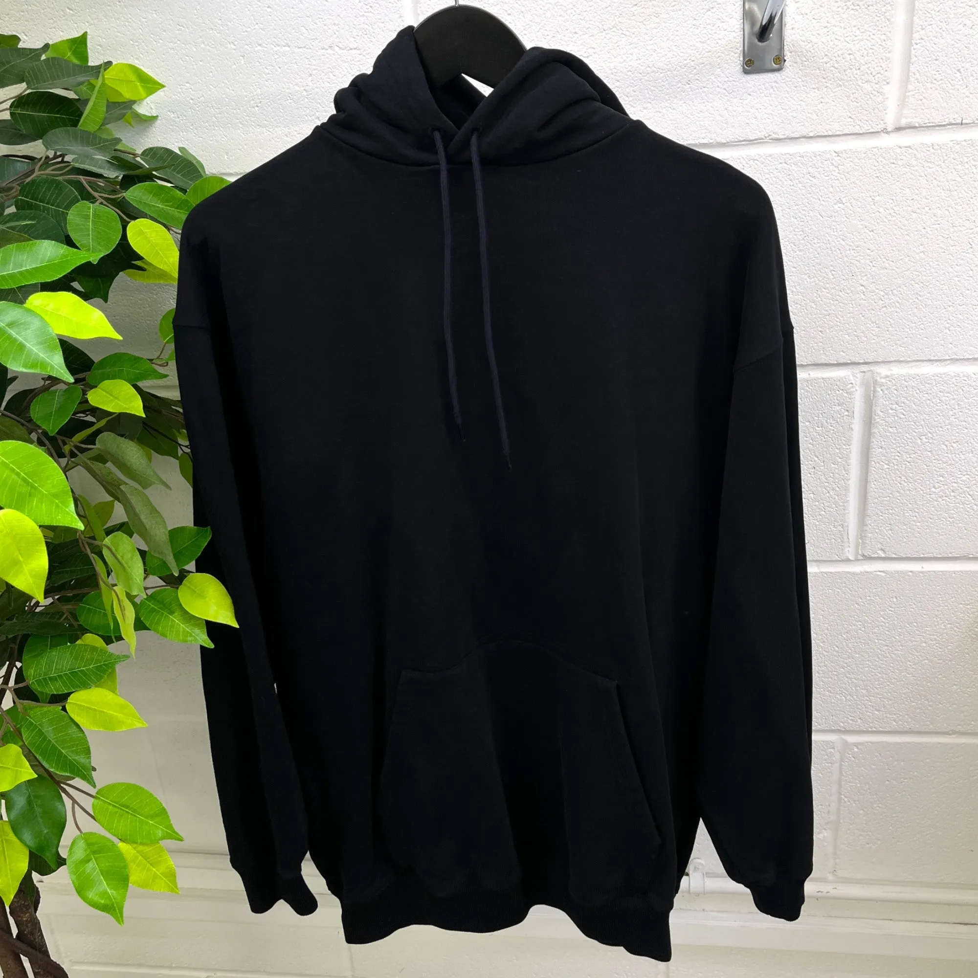 Men's Logo Print Hoodie Black Size M