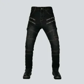 Men's moto jeans with zippers