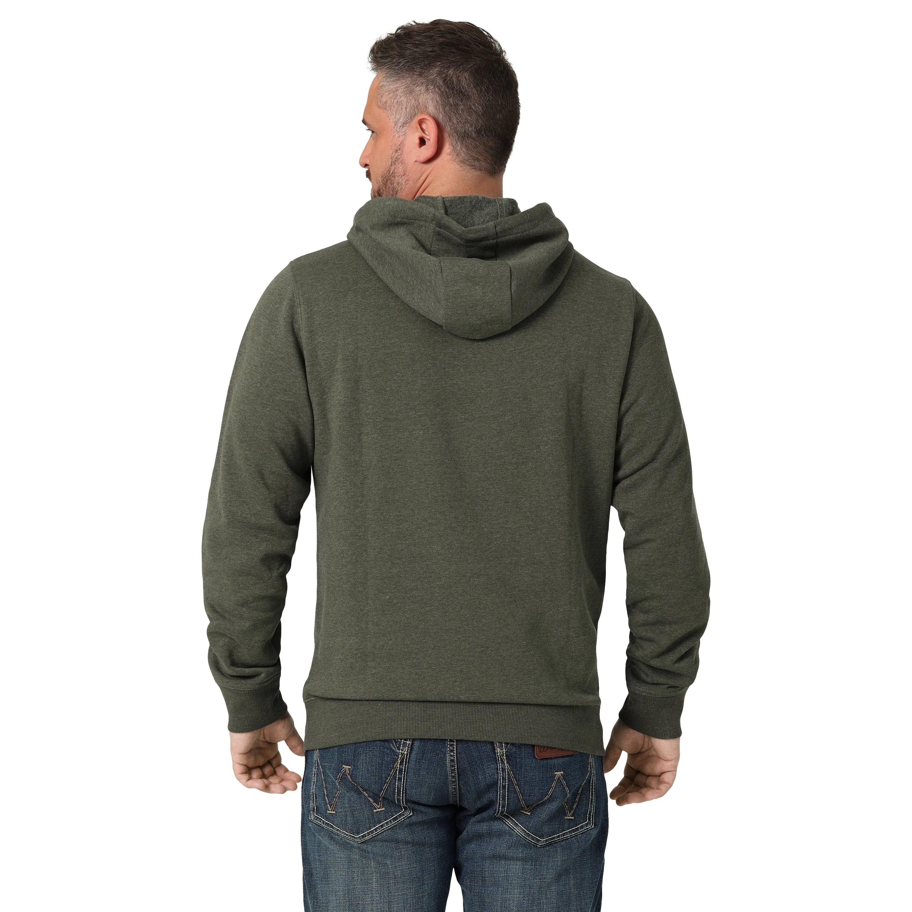 Men's Wrangler Deep Heather Green Hoodie with Wrangler Stars and Stripes Logo