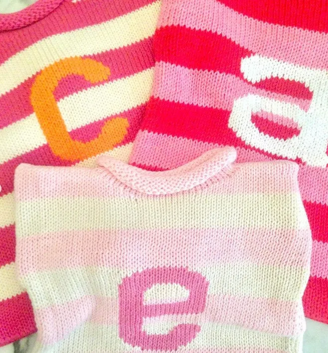 MJK Knits - Stripe Letter Sweater