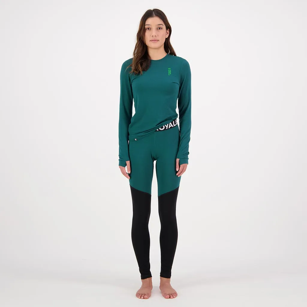 Mons Royale Womens Cascade Merino Flex Thermal Legging - Evergreen