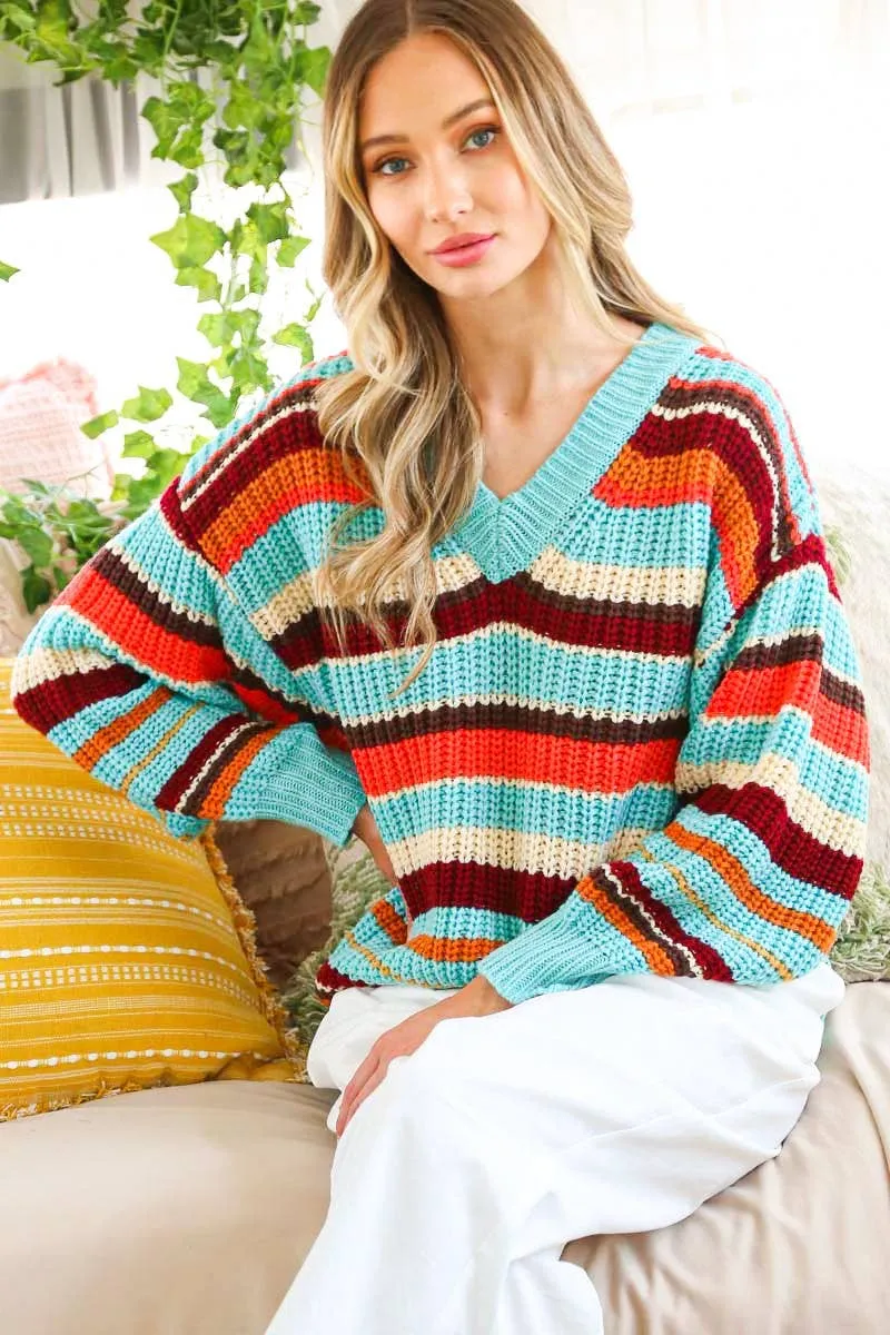 Multi Color Striped Knitted Sweater