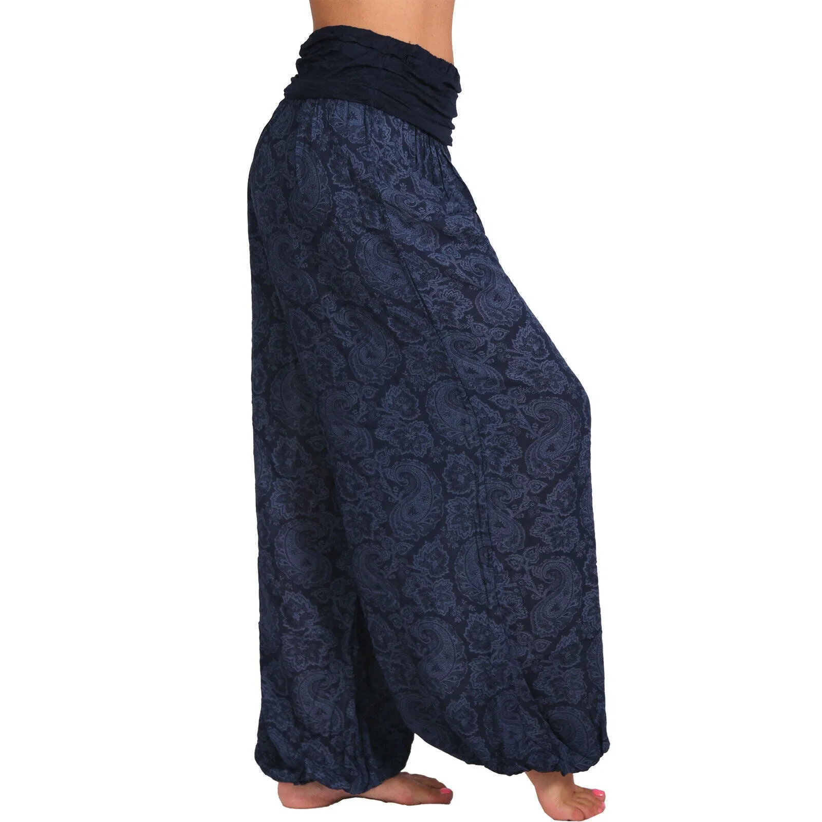 National Style Printed Long Wide Leg Pants Casual Pants Harlan Pants