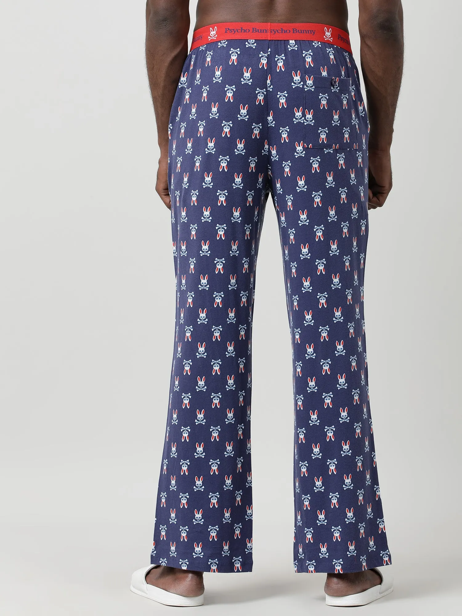 Navy Cotton Printed Ankle Length Lounge Pants