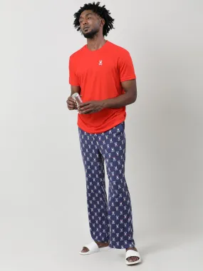 Navy Cotton Printed Ankle Length Lounge Pants