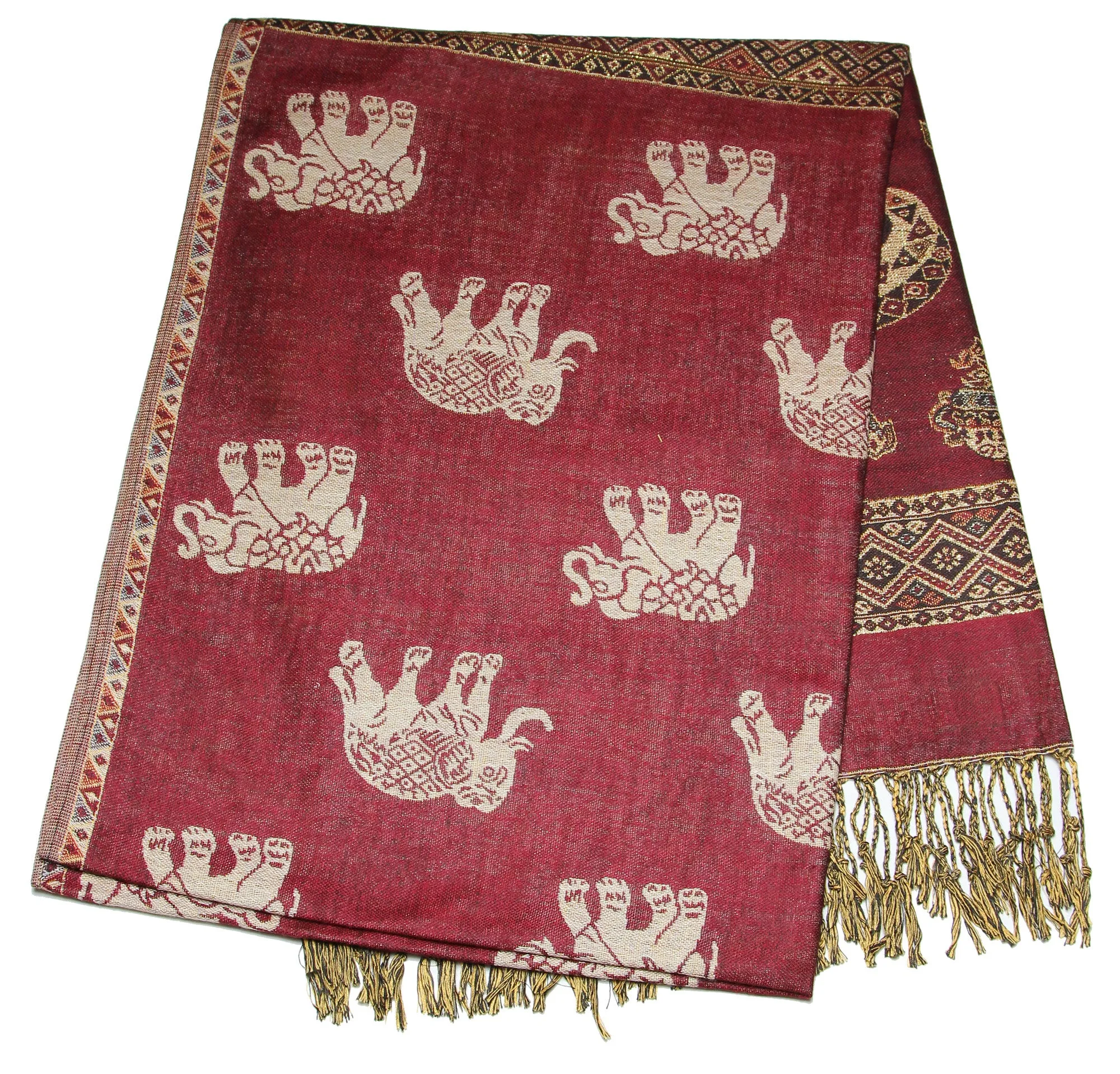 Nepal Hand Made Pashmina Shawl Scarf Maroon