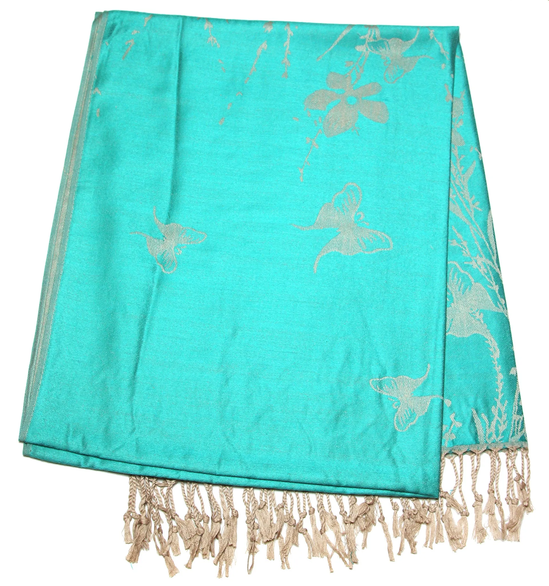 Nepal Hand Made Pashmina Shawl Scarf Turquoise