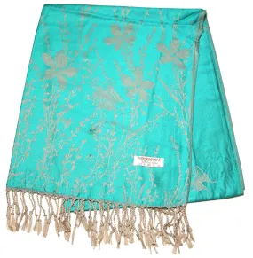 Nepal Hand Made Pashmina Shawl Scarf Turquoise