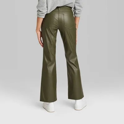 New - Wild Fable Women's Low Rise Flare Classic Faux Leather Pants